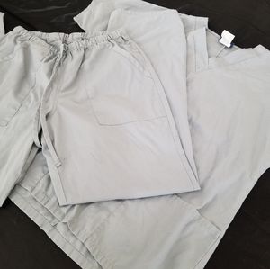 Cherokee Workwear - Scrub Top & Bottom, Small, Gray